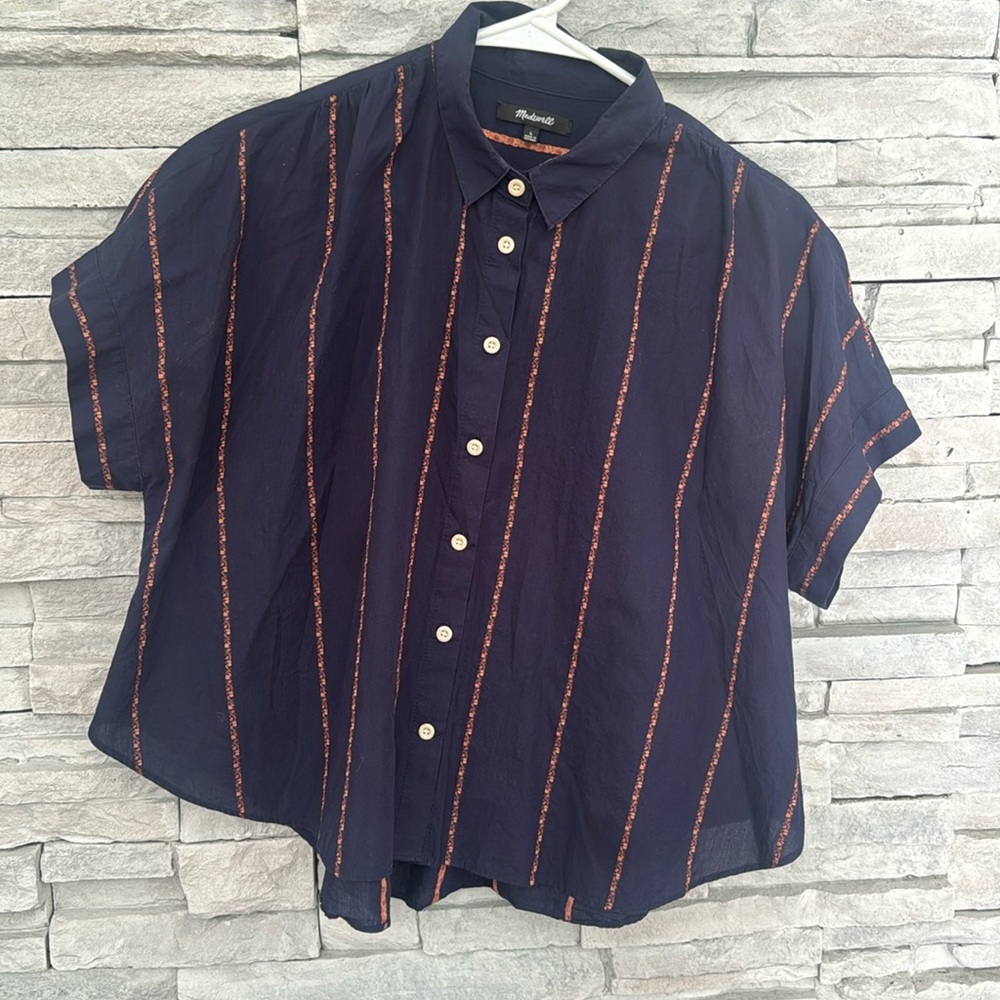 Madewell Hilltop Shirt in Jacquard Stripe Size Large